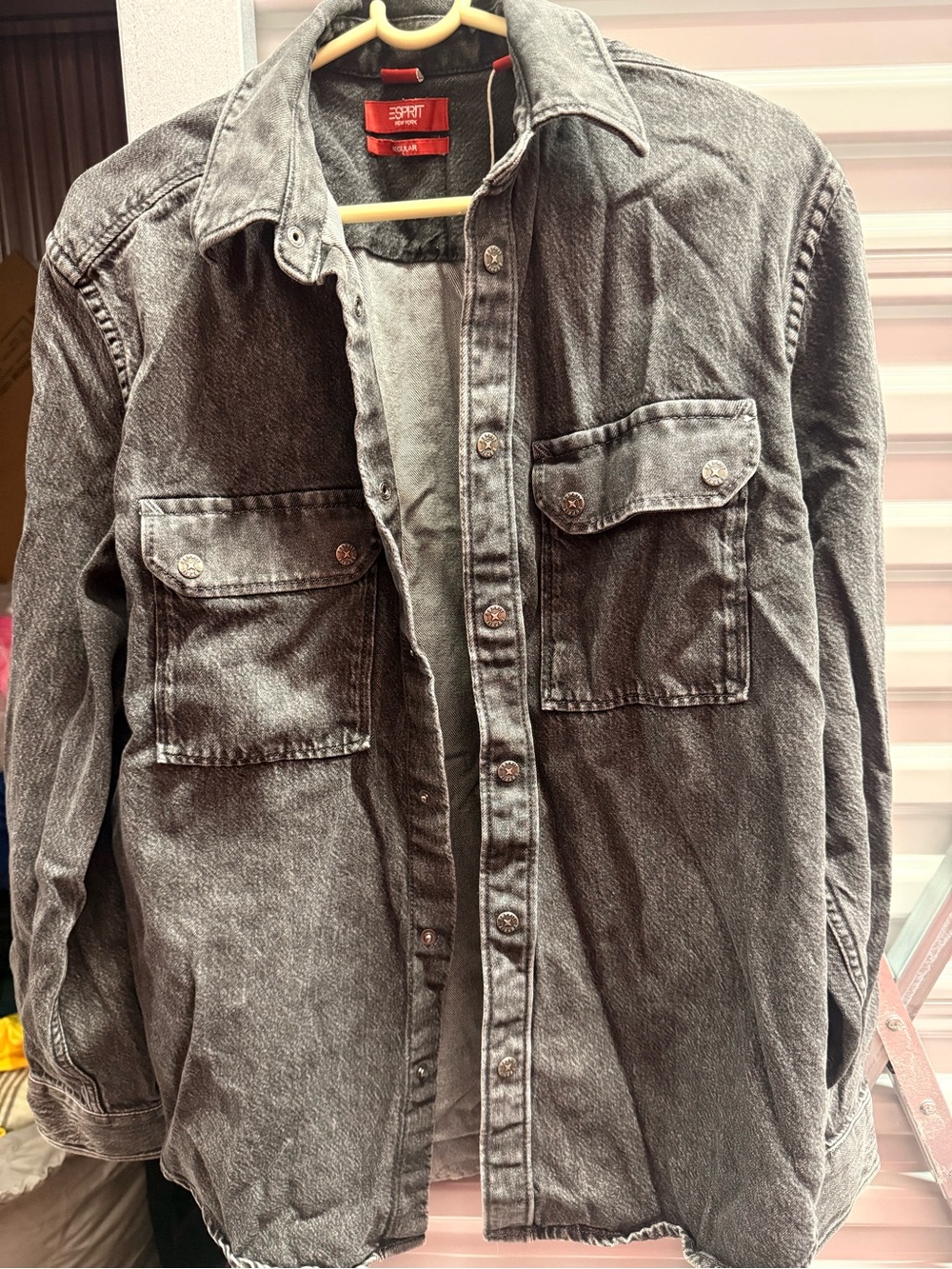 Esprit Gray Washed Denim Shirt Jacket